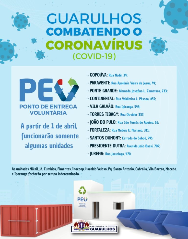 PEVs terão atendimento restrito a partir desta quarta-feira em Guarulhos