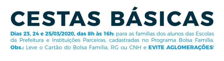 Prefeitura inicia entrega de cestas básicas em substituição à merenda escolar