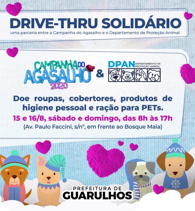 Drive-Thru Solidário arrecada agasalhos e ração para pets neste final de semana