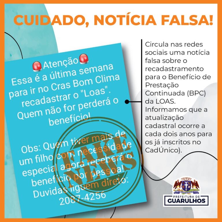Assistência Social alerta sobre notícia falsa do prazo de recadastramento de benefício