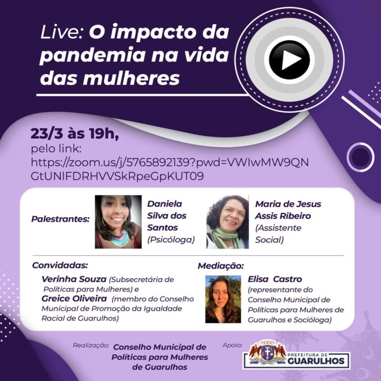 O impacto da pandemia na vida das mulheres é tema de live nesta terça-feira