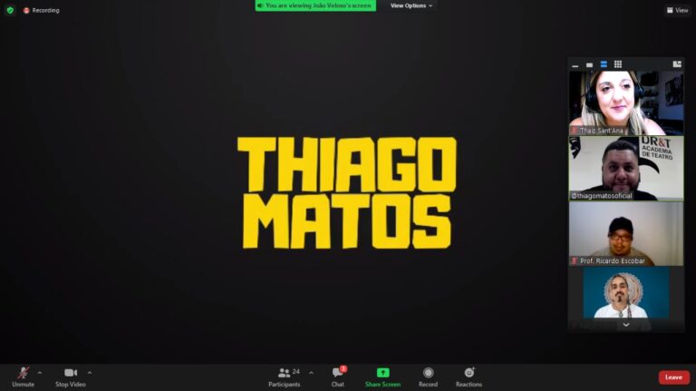 Alunos do Teatro Escola 360 participam de workshop virtual sobre jogos teatrais