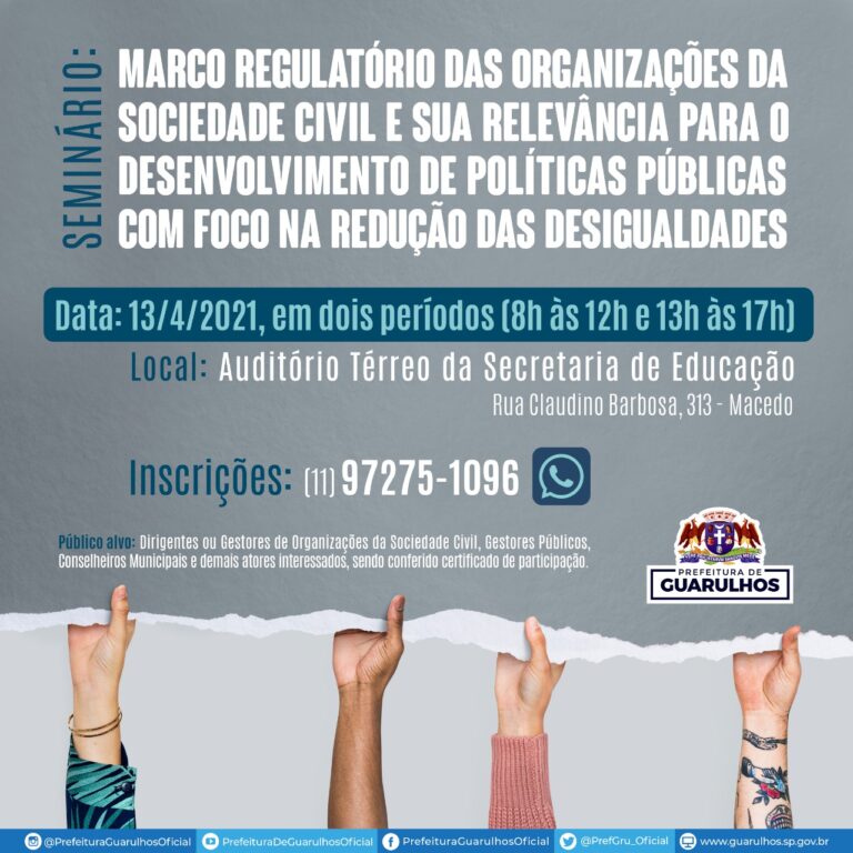 Seminário sobre o novo marco regulatório das OSCs está com inscrições abertas