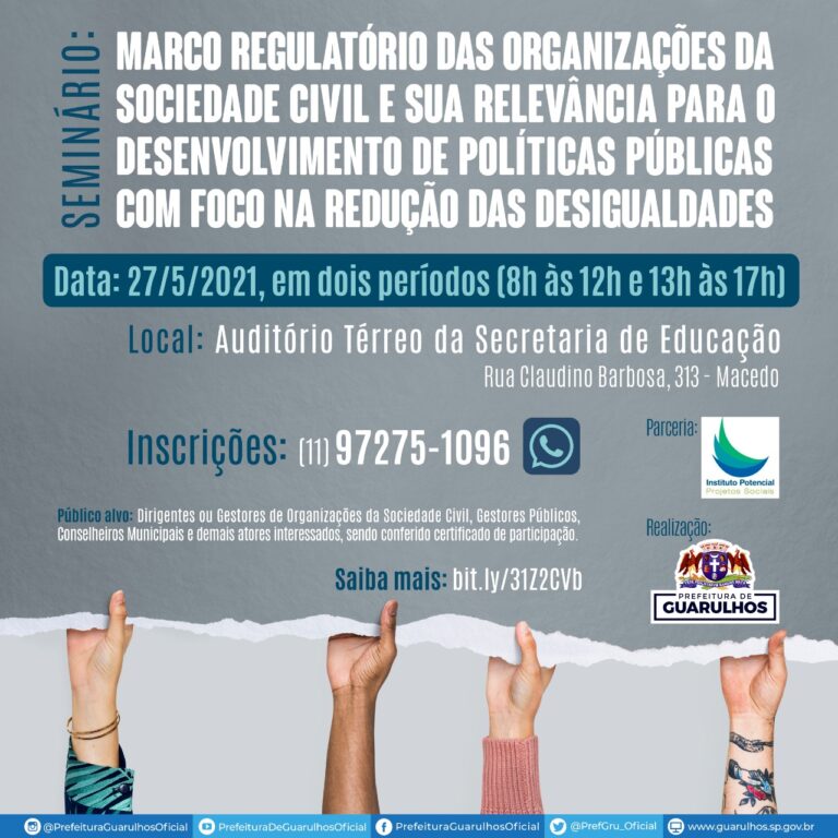 Seminário sobre o novo marco regulatório das OSCs está com inscrições abertas