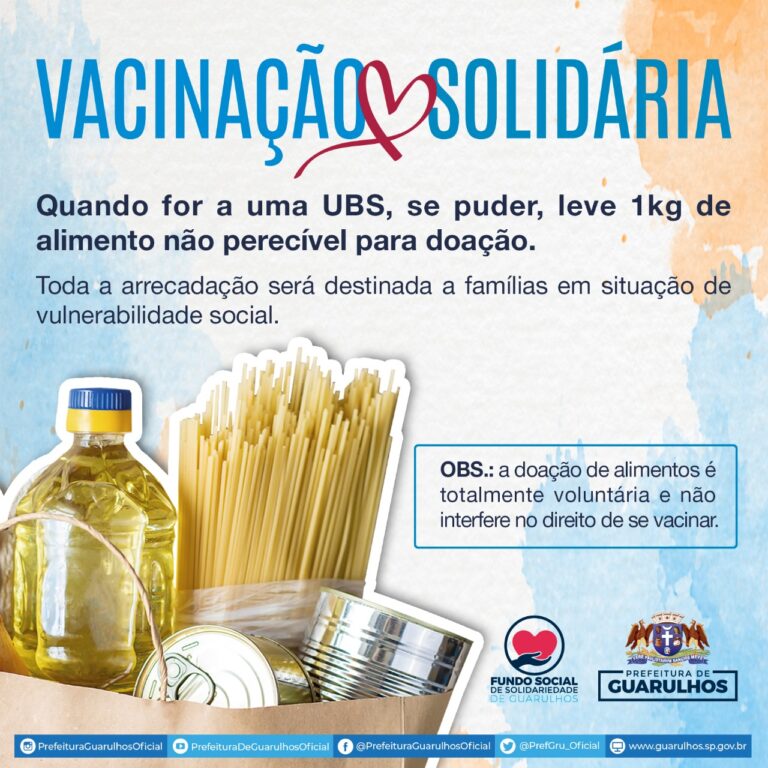 Campanha Vacinação Solidária recebe doação de alimentos nas UBS
