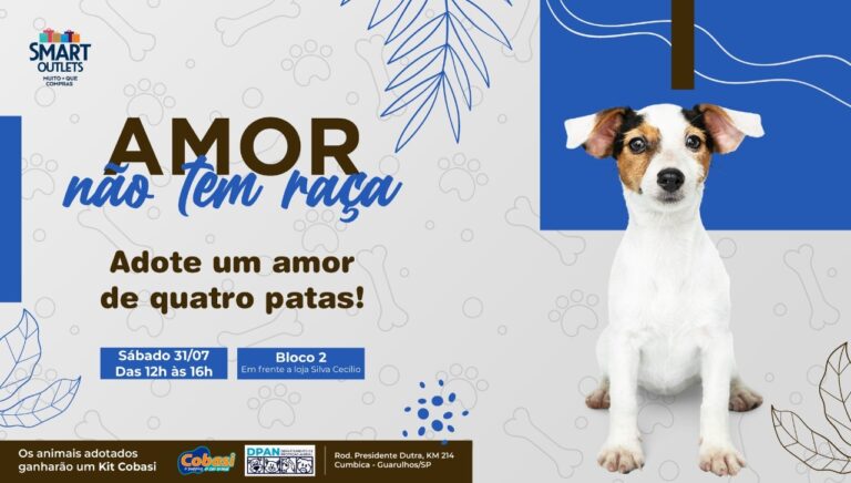 Smart Outlets recebe feira de adoção de cães e gatos neste sábado