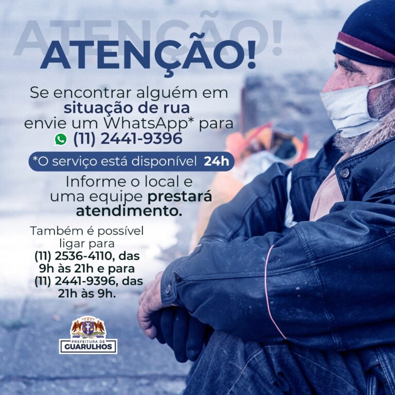 Prefeitura disponibiliza WhatsApp para informar sobre pessoas em situação de rua no frio