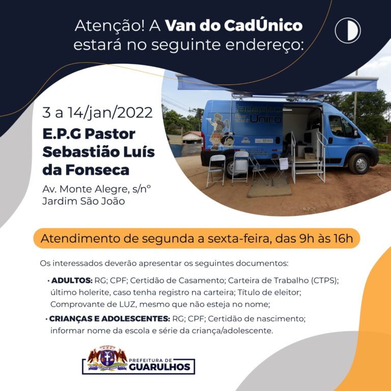 Van do CadÚnico atenderá no Jardim São João até 14 de janeiro