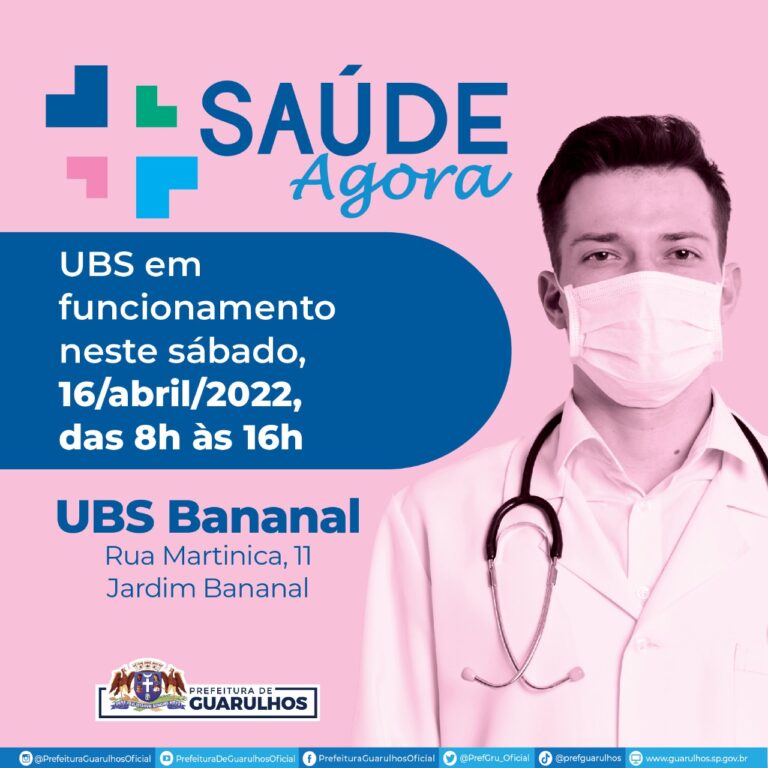 UBS Bananal abre neste sábado pelo programa Saúde Agora