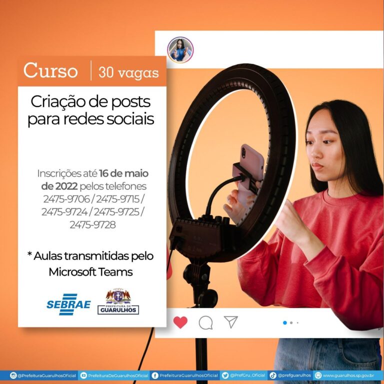 Cursos gratuitos para redes sociais e fotografia têm inscrições abertas