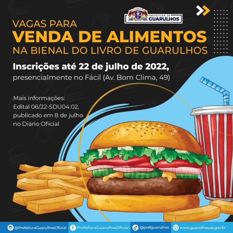 Inscrições para a venda de alimentos na Bienal do Livro de Guarulhos terminam nesta sexta-feira