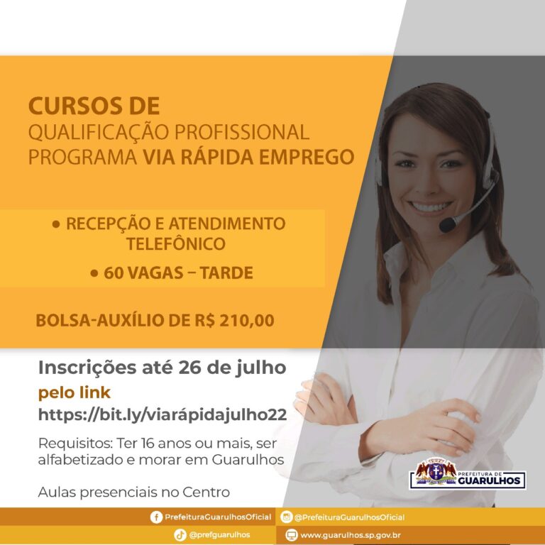 Curso gratuito de recepção e atendimento telefônico tem 60 vagas abertas em Guarulhos