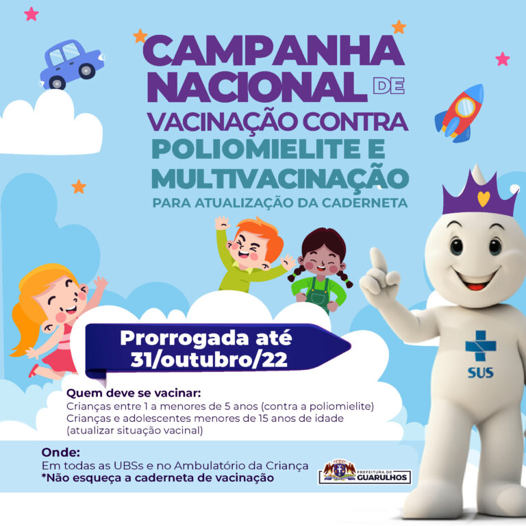 Campanha de vacinação contra a pólio e multivacinação é prorrogada até 31 de outubro