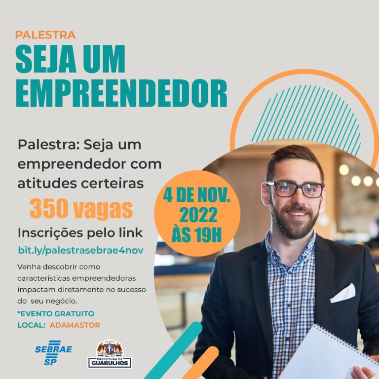 Palestra gratuita sobre empreendedorismo está com inscrições abertas