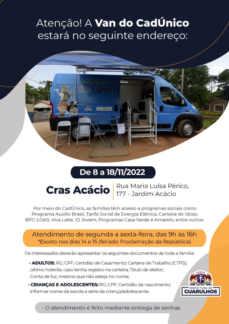 Van do CadÚnico atende no Jardim Acácio a partir da próxima terça-feira