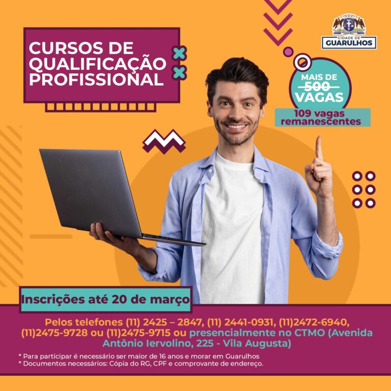 Guarulhos tem 109 vagas abertas em cursos profissionalizantes em diversas áreas