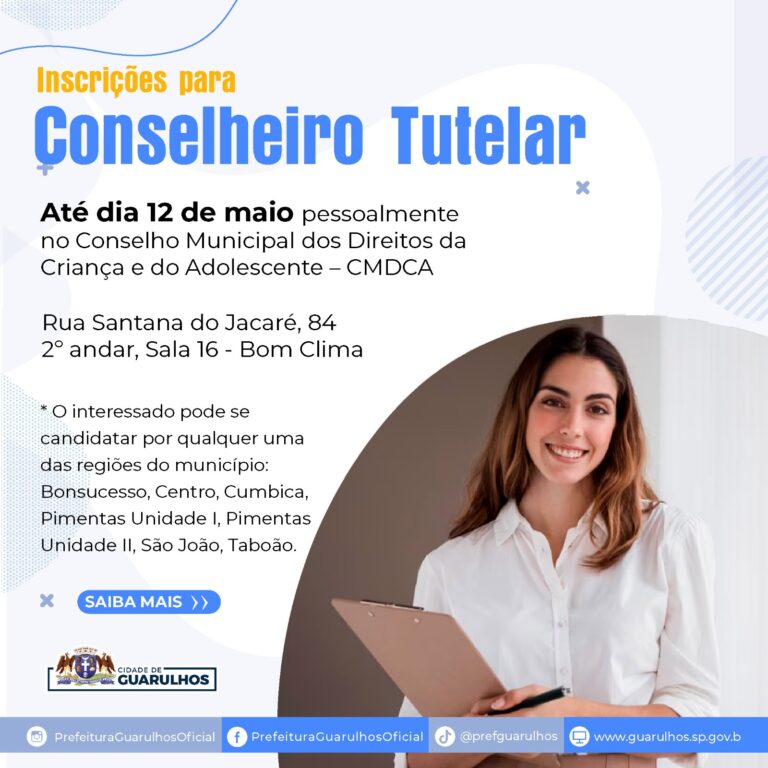 Prefeitura recebe inscrições para novos conselheiros tutelares até 12 de maio