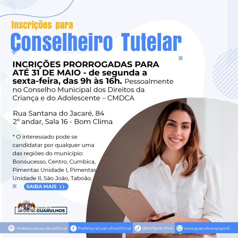 Inscrições para o Conselho Tutelar de Guarulhos são prorrogadas para o dia 31