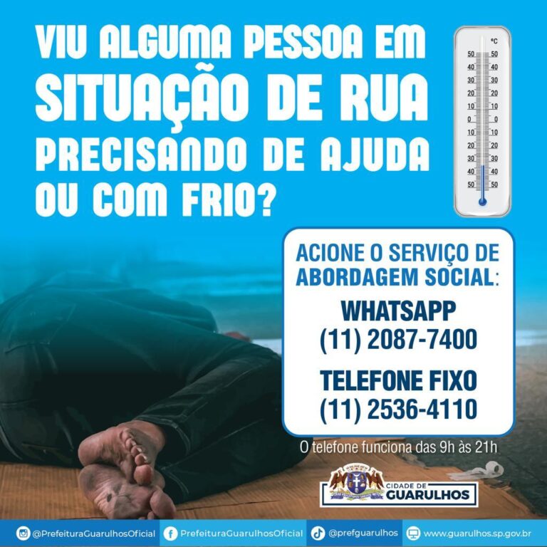 Prefeitura tem telefones para auxílio de pessoas em situação de rua em dias frios