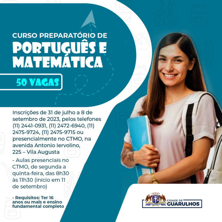 Prefeitura abre 50 vagas para o curso preparatório de português e matemática