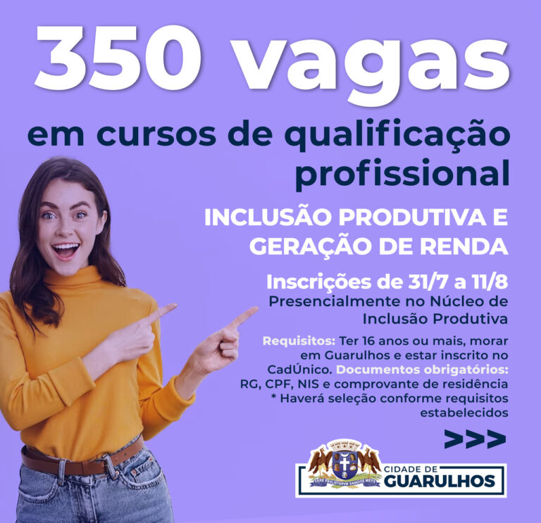Guarulhos abre 350 vagas em cursos de capacitação profissional