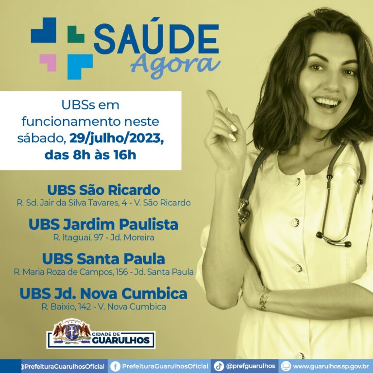 Último sábado de julho tem quatro UBS abertas pelo programa Saúde Agora