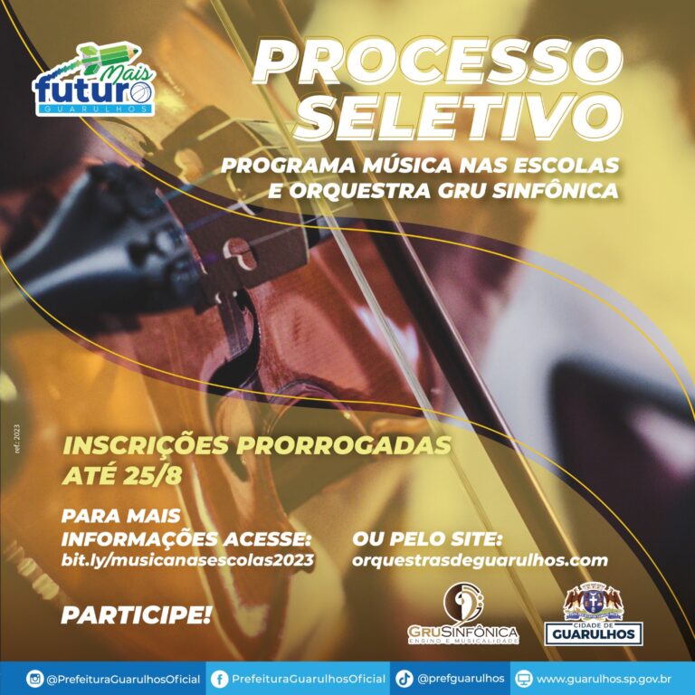 Prefeitura de Guarulhos prorroga as inscrições para o programa Música Nas Escolas