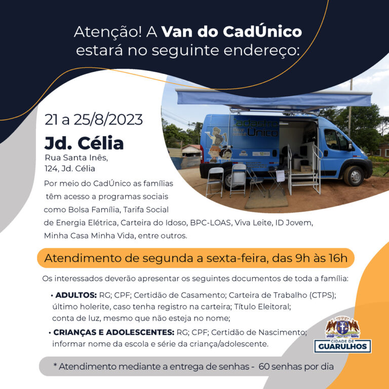 Jardim Célia recebe a Van do CadÚnico de 21 a 25 de agosto