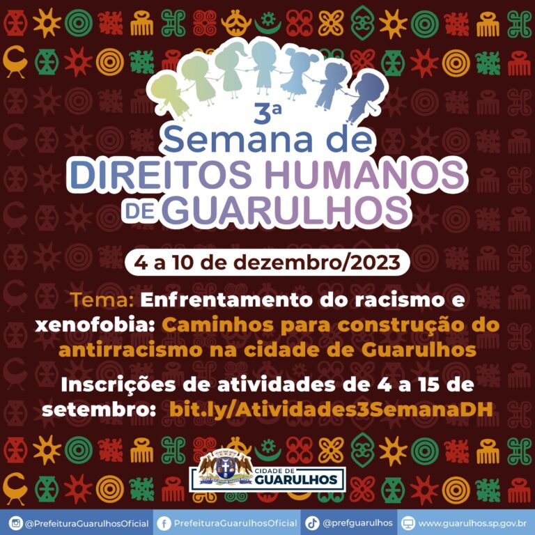 Inscrições para a 3ª Semana de Direitos Humanos de Guarulhos começam na segunda-feira