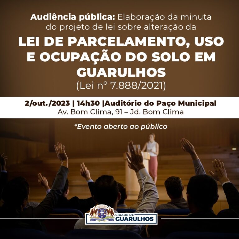 Audiência pública sobre a lei de parcelamento, uso e ocupação do solo será na segunda-feira