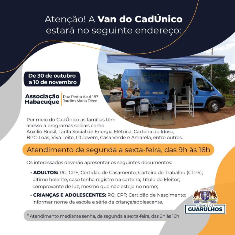 Van do CadÚnico atende no Maria Dirce a partir de segunda-feira