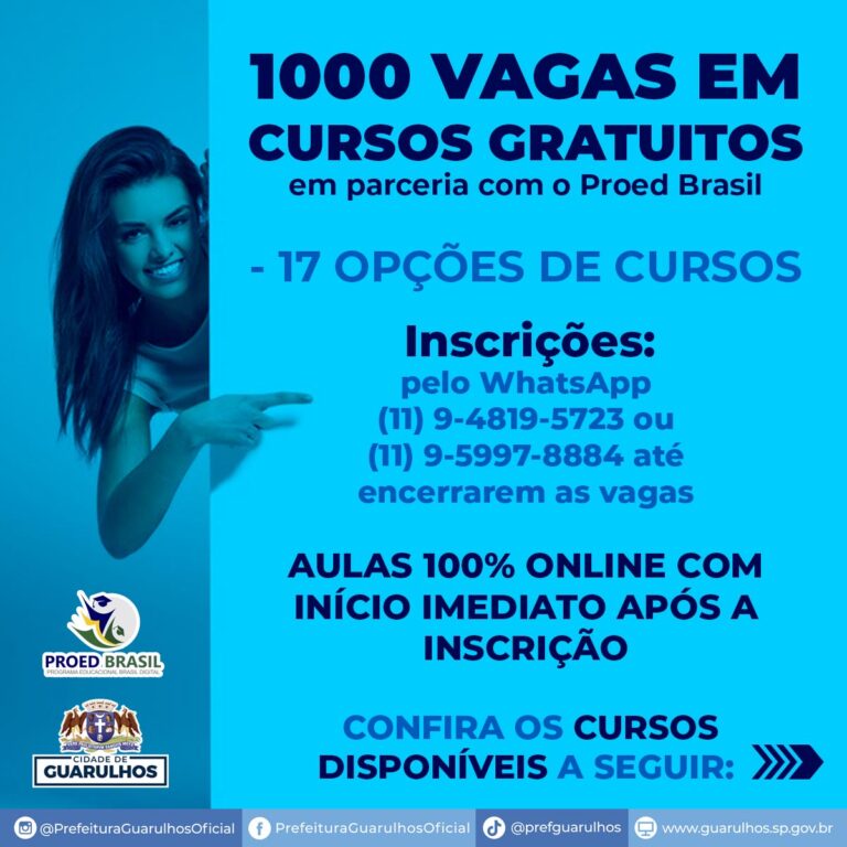 Prefeitura abre mil vagas em cursos gratuitos de qualificação profissional em diversas áreas