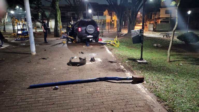 GCM apreende homem por acidente de trânsito com danos ao patrimônio público