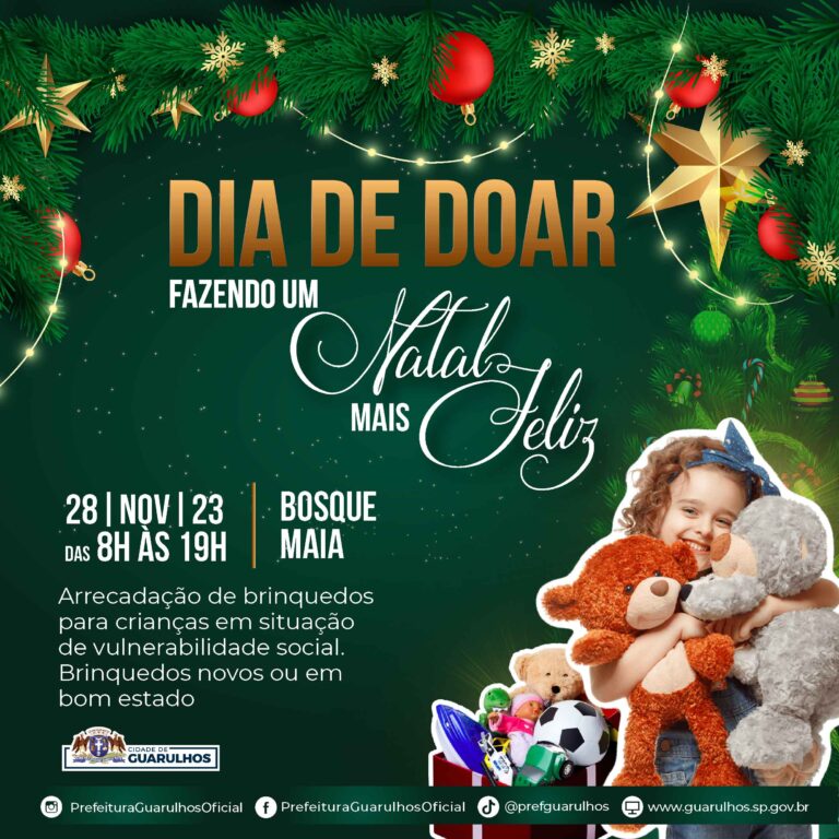 Dia de Doar convida a população para ações solidárias de Natal na próxima terça-feira no Bosque Maia