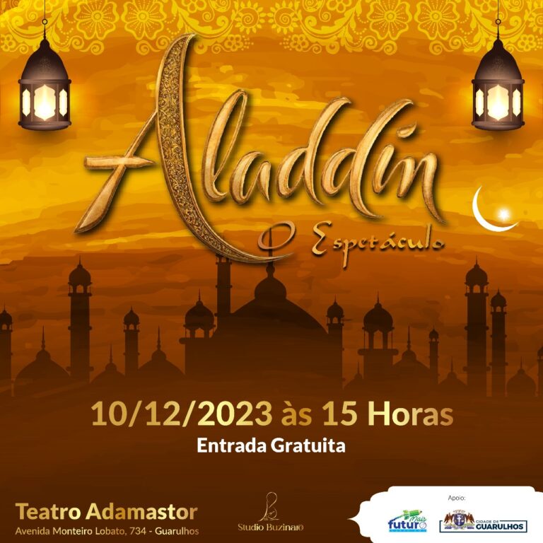 Teatro Adamastor recebe o clássico espetáculo Aladdin no domingo
