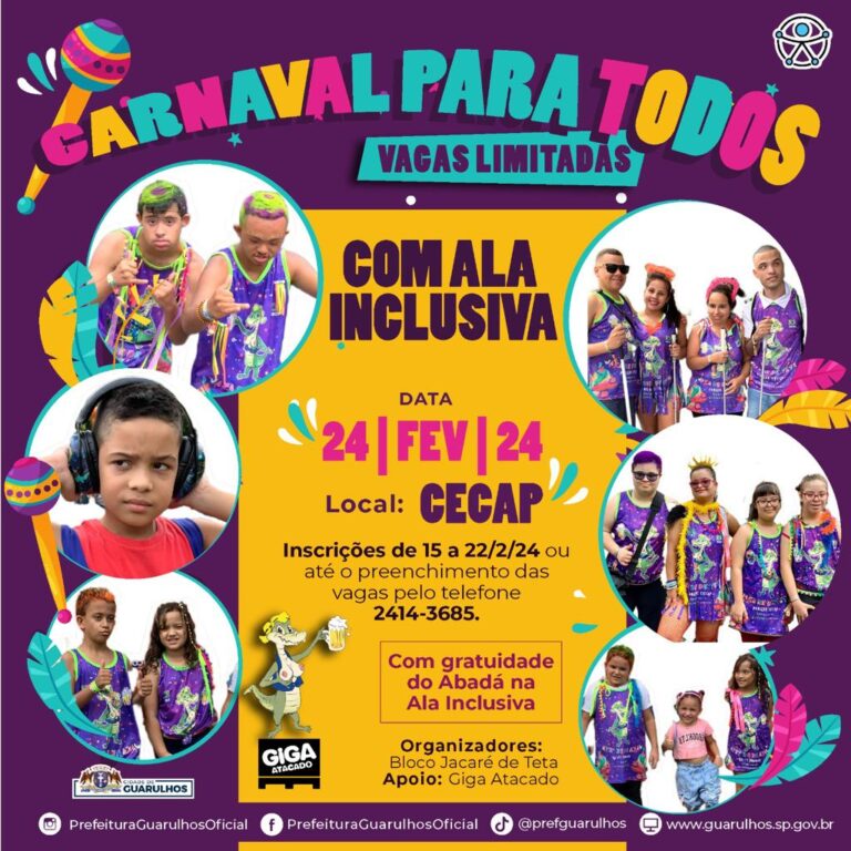 Inscrições gratuitas para o desfile na ala inclusiva do bloco Jacaré de Teta começam dia 15