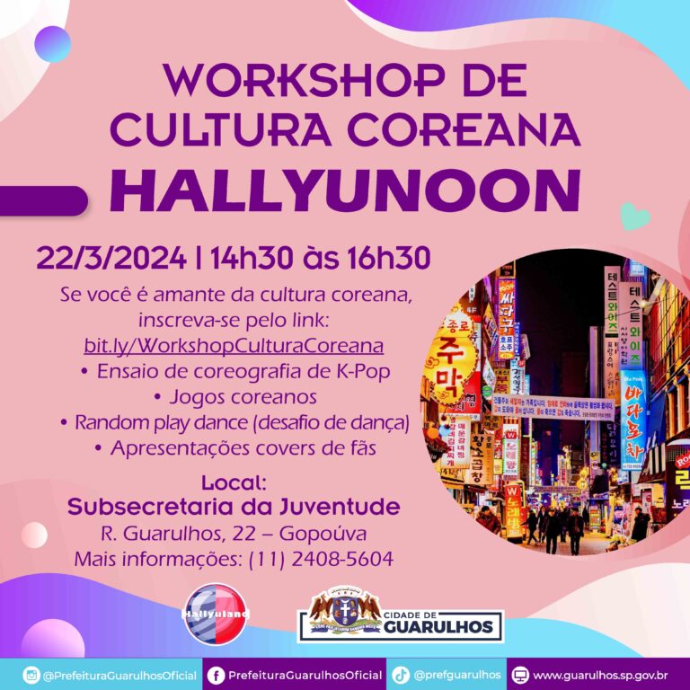 Prefeitura recebe inscrições para workshop gratuito de cultura coreana