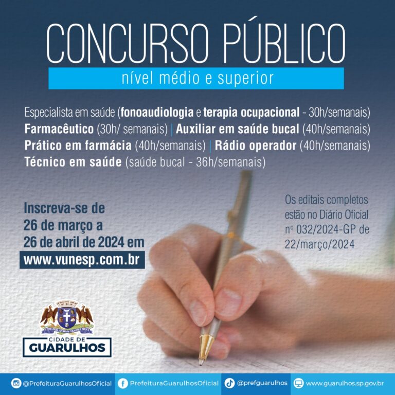 Prefeitura de Guarulhos abre concurso para sete funções