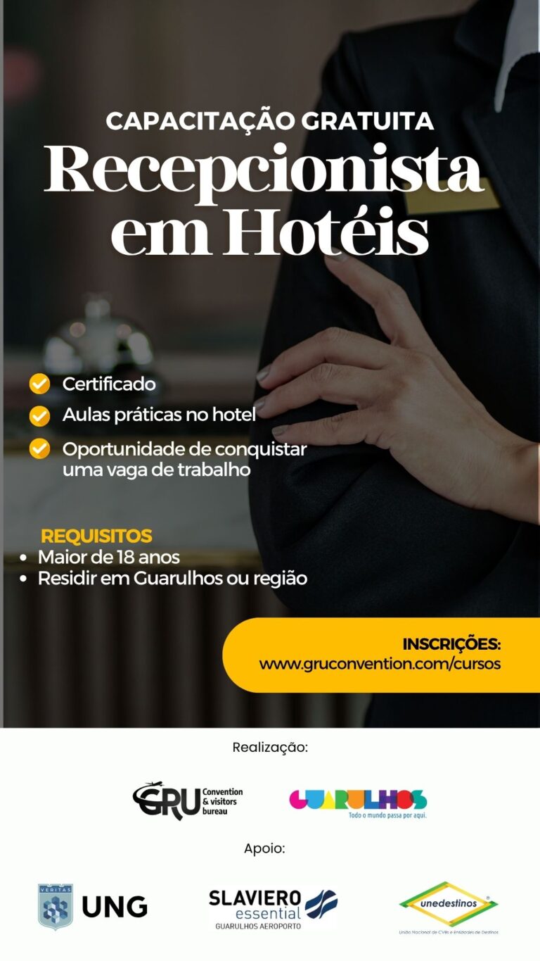 GRU Convention abre novo curso gratuito para Recepcionista em Hotéis