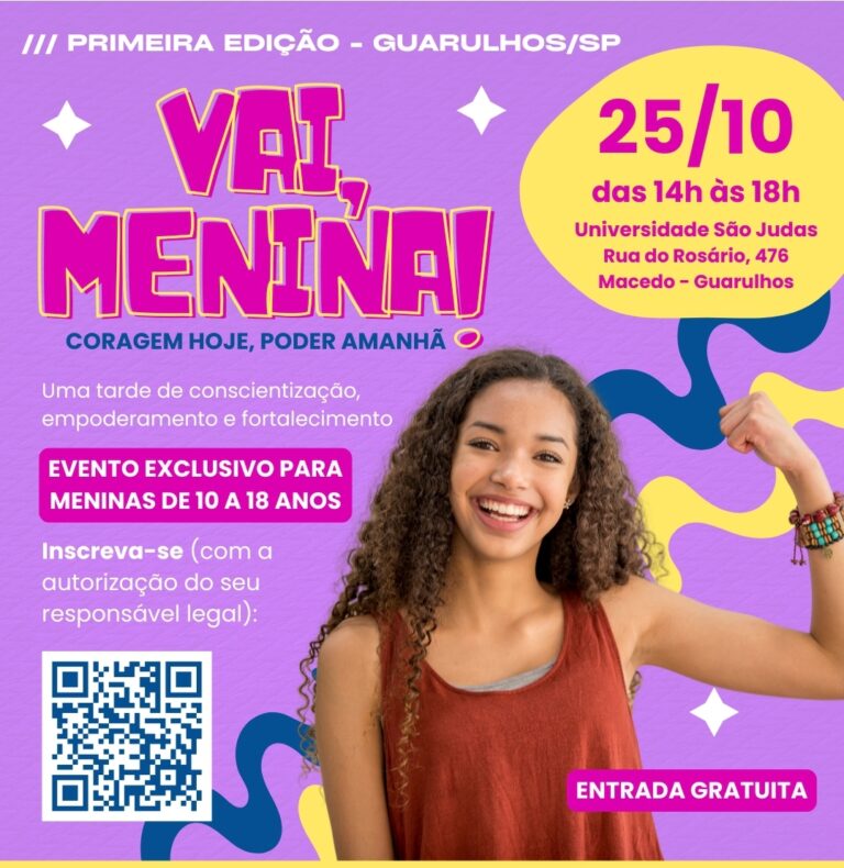 Guarulhos recebe projeto “Vai, Menina!” com ações de empoderamento e fortalecimento de meninas neste sábado
