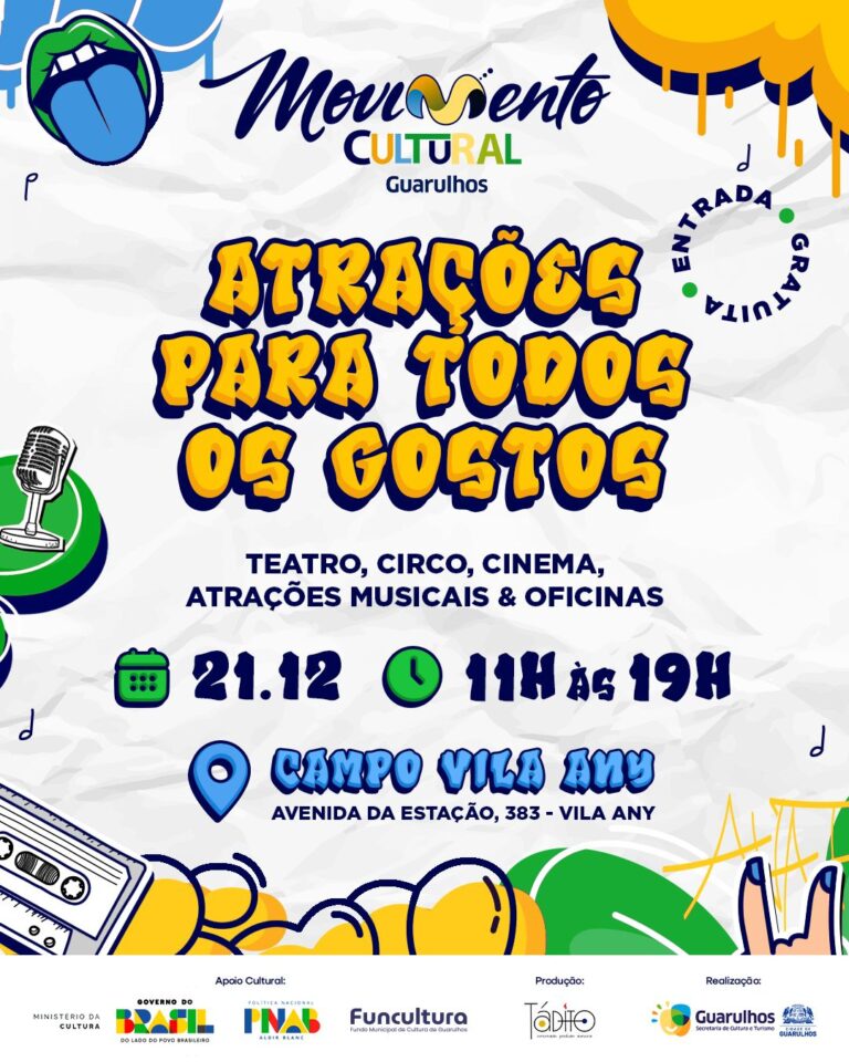 Movimento Cultural ocupa a Vila Any neste domingo com programação gratuita de arte, cultura e lazer