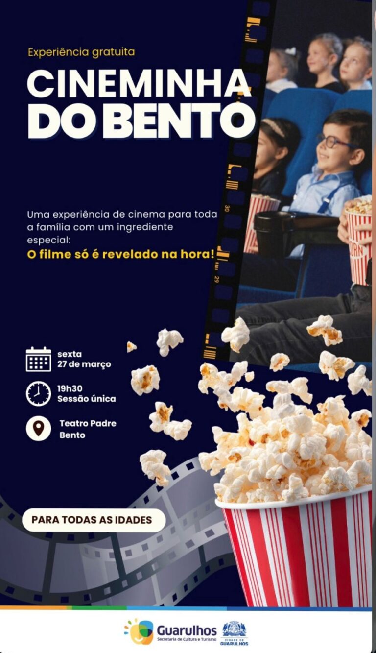Guarulhos aposta em cinema gratuito no Teatro Padre Bento com filme surpresa para reunir famílias