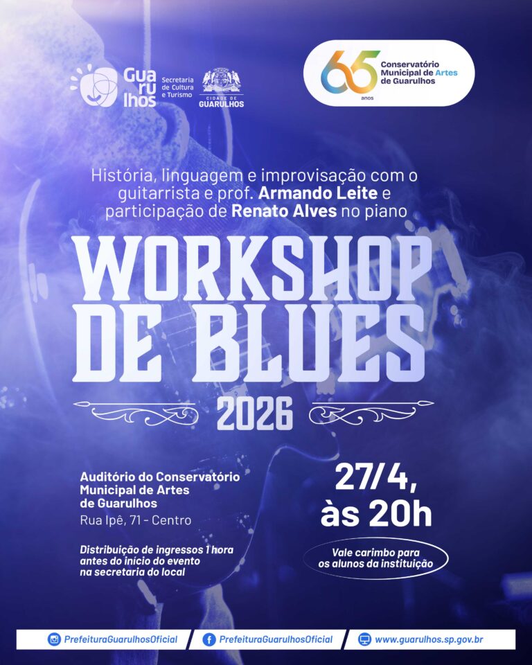 Conservatório de Artes de Guarulhos recebe workshop gratuito sobre blues