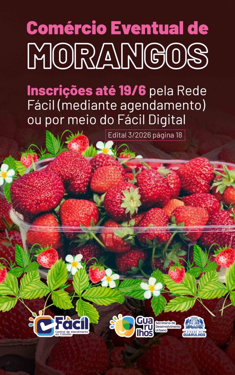 Guarulhos recebe inscrições para comércio eventual de morangos até 19 de junho